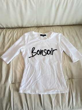 JASPAL White 'Bonsoir' Graphic Scoop Neck Top